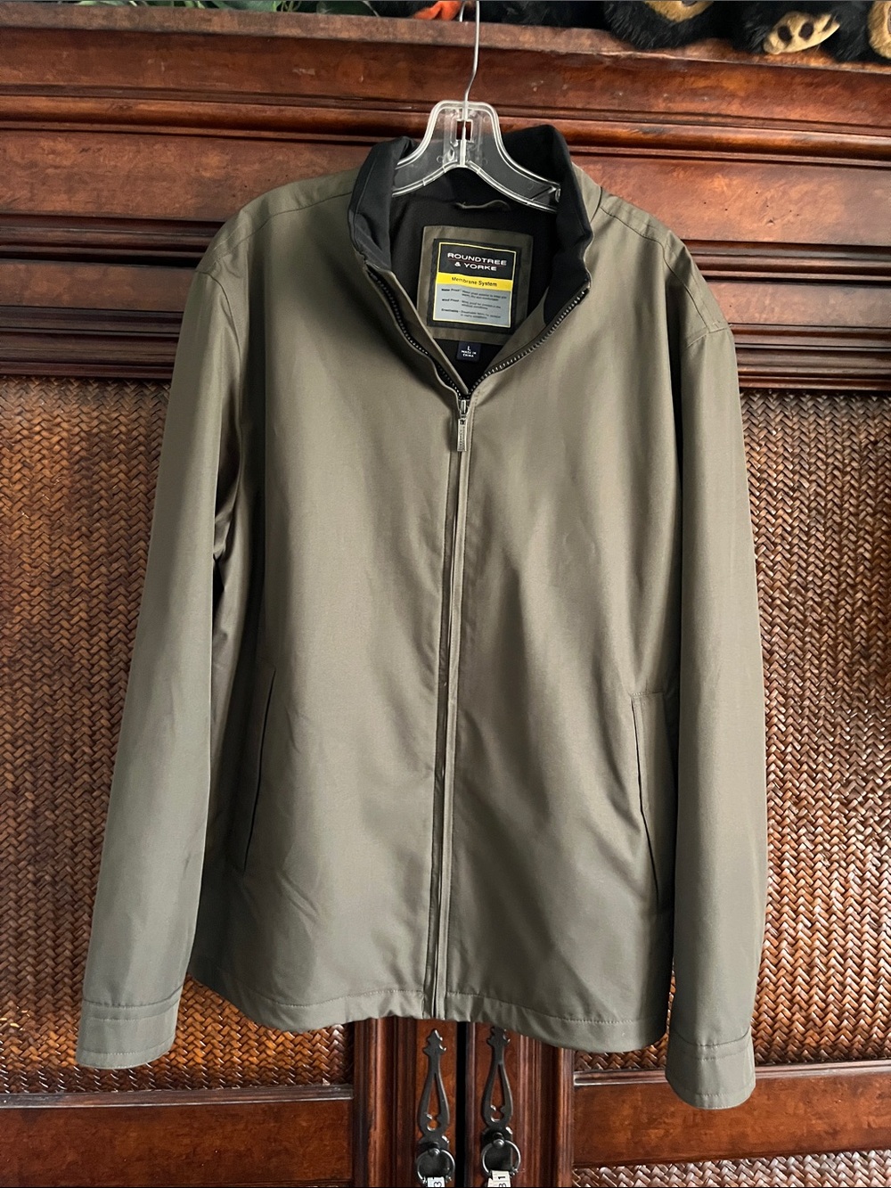 Roundtree & Yorke Olive Zip-Up Shirt Jacket